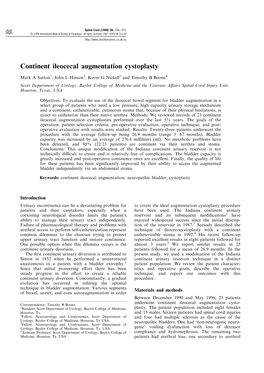 Continent Ileocecal Augmentation Cystoplasty