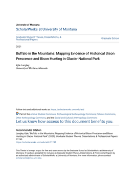 Buffalo in the Mountains: Mapping Evidence of Historical Bison Prescence and Bison Hunting in Glacier National Park