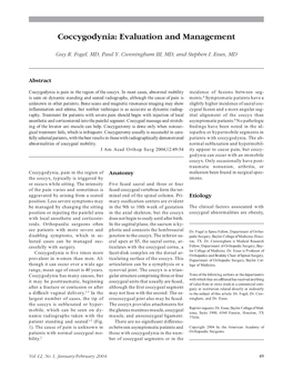 Coccygodynia: Evaluation and Management