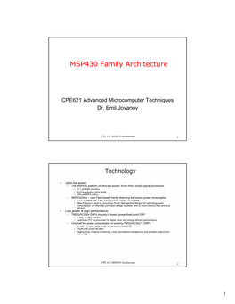 MSP430 Family Architecture