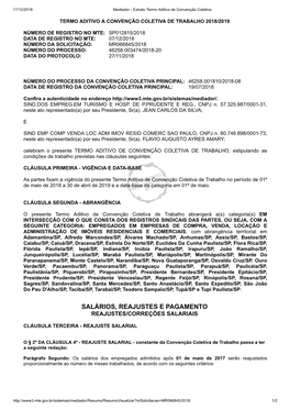 Salários, Reajustes E Pagamento Reajustes/Correções Salariais