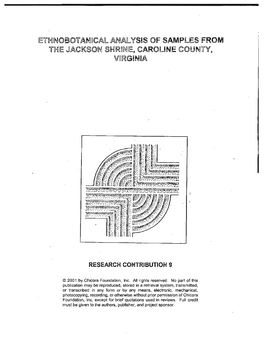 Ethnobotanical Analysis of Samples from the Jackson Shrine