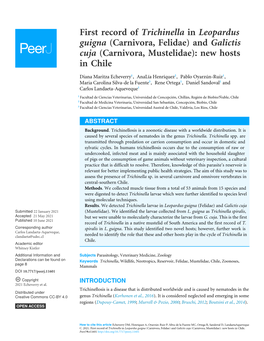 And Galictis Cuja (Carnivora, Mustelidae): New Hosts in Chile