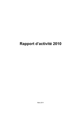 Rapport D'activité 2010