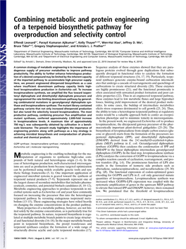 Combining Metabolic and Protein Engineering of a Terpenoid Biosynthetic Pathway for Overproduction and Selectivity Control