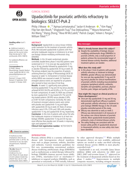 Upadacitinib for Psoriatic Arthritis Refractory to Biologics: SELECT-Psa 2