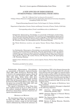 A New Species of Embolemidae (Hymenoptera: Chrysidoidea) from China