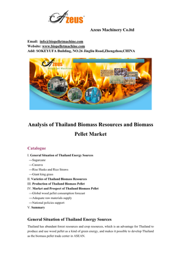 Analysis of Thailand Biomass Resources and Biomass Pellet Market