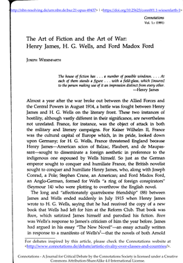 The Art of Fiction and the Art of War: Henry James, H. G. Wells, and Ford Madox Ford