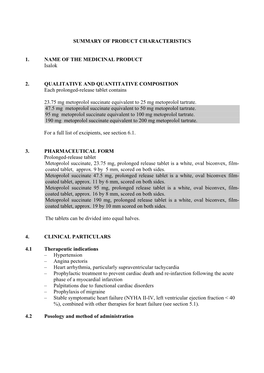 Summary of Product Characteristics