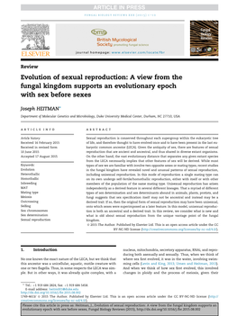 Evolution of Sexual Reproduction: a View from the Fungal Kingdom Supports an Evolutionary Epoch with Sex Before Sexes