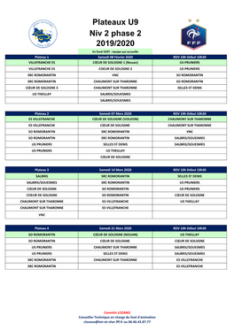 Calendrier U9 Niv2 Ph2 Sologne