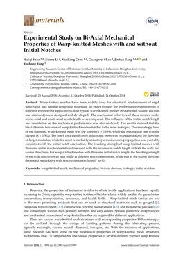 Experimental Study on Bi-Axial Mechanical Properties of Warp-Knitted Meshes with and Without Initial Notches