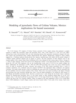 Modeling of Pyroclastic Flows of Colima Volcano, Mexico: Implications for Hazard Assessment