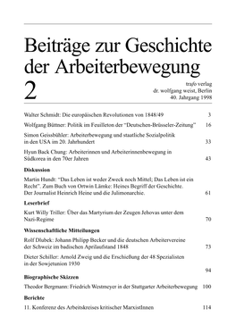Beiträge Zur Geschichte Der Arbeiterbewegung Trafo Verlag Dr