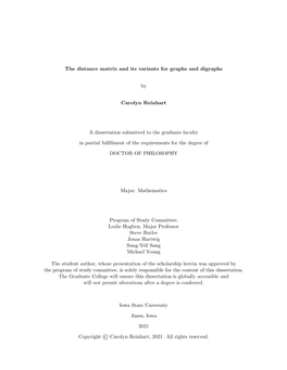 The Distance Matrix and Its Variants for Graphs and Digraphs by Carolyn