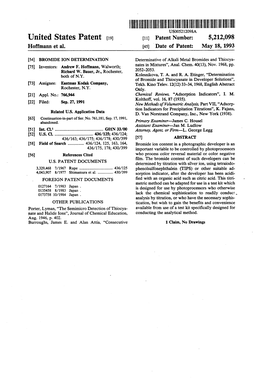 United States Patent (19) 11 Patent Number: 5,212,098 Hoffmann Et Al