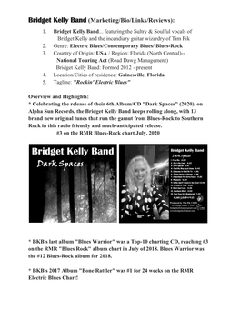 Bridget Kelly Band (Marketing/Bio/Links/Reviews): 1