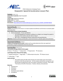 Speed & Acceleration Lesson Plan