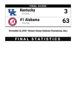 Kentucky #1 Alabama