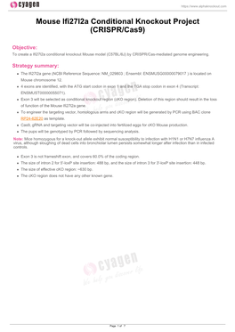 Mouse Ifi27l2a Conditional Knockout Project (CRISPR/Cas9)