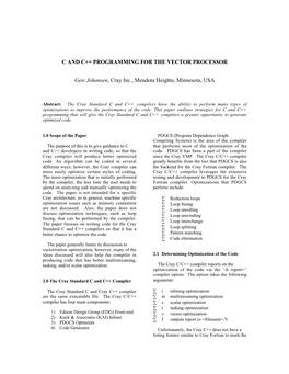 C and C++ Programming for the Vector Processor