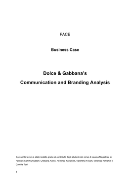 Dolce & Gabbana's Communication and Branding Analysis