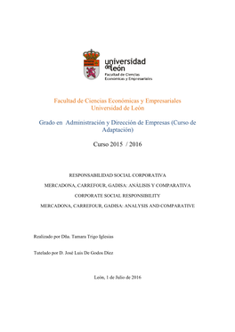 Responsabilidad Social Corporativa Mercadona, Carrefour, Gadisa: Análisis Y Comparativa