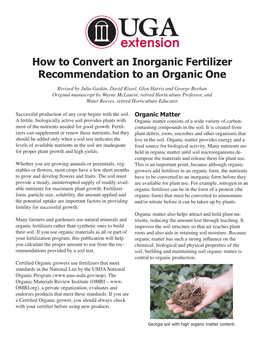 How to Convert an Inorganic Fertilizer Recommendation to an Organic One