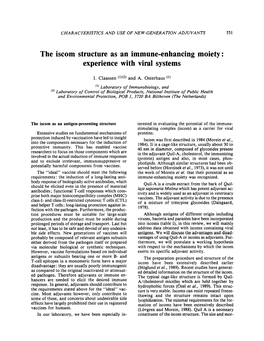 The Iscom Structure As an Immune-Enhancing Moiety: Experience with Viral Systems