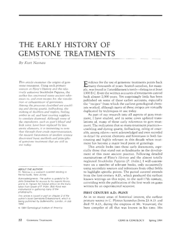 THE EARLY HISTORY of GEMSTONE TREATMENTS by Izzrrt Nassau