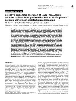 Selective Epigenetic Alteration of Layer I Gabaergic Neurons Isolated From