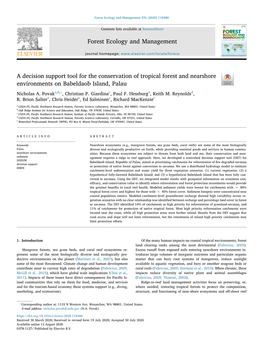 A Decision Support Tool for the Conservation of Tropical Forest and Nearshore Environments on Babeldaob Island, Palau T ⁎ Nicholas A