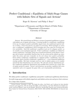 Perfect Conditional E-Equilibria of Multi-Stage Games with Infinite Sets