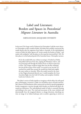 Borders and Spaces in Postcolonial Migrant Literature in Australia