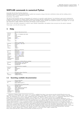 MATLAB Commands in Numerical Python 1 Vidar Bronken Gundersen /Mathesaurus.Sf.Net