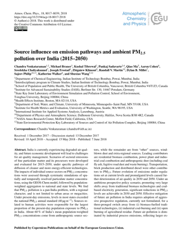 Source Influence on Emission Pathways and Ambient PM2.5