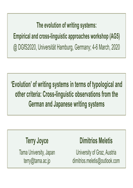 Of Writing Systems in Terms of Typological and Other Criteria: Cross-Linguistic Observations from the German and Japanese Writing Systems