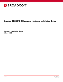 Brocade DCX 8510-4 Backbone Hardware Installation Guide