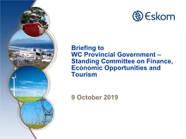 Briefing to WC Provincial Government – Standing Committee on Finance, Economic Opportunities and Tourism