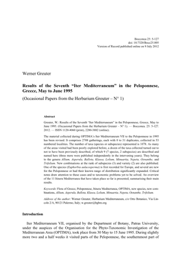 Bocconea 25, Results of the Seventh Iter Mediterraneum