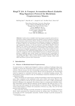 Ringct 2.0: a Compact Accumulator-Based (Linkable Ring Signature) Protocol for Blockchain Cryptocurrency Monero