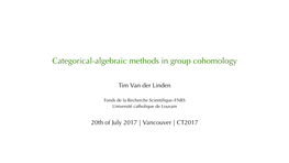 Categorical-Algebraic Methods in Group Cohomology