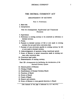 The Decimal Currency Act