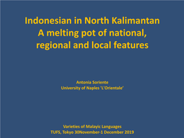 Indonesian in North Kalimantan a Melting Pot of National, Regional and Local Features