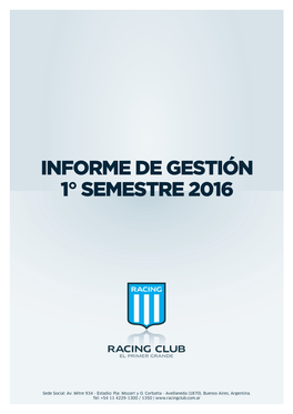 Informe De Gestión 1 Semestre 2016