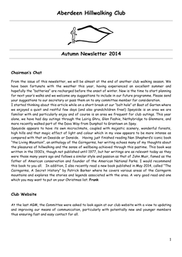 Autumn Newsletter 2014