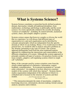 What IS Systems Science?
