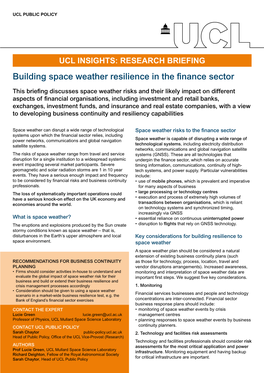 Building Space Weather Resilience in the Finance Sector