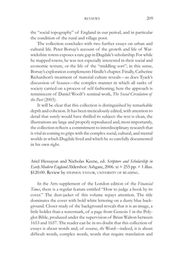 209 the “Social Topography” of England in Our Period, and in Particular the Condition of the Rural and Village Poor. the Co